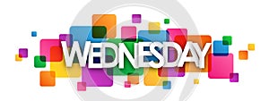 WEDNESDAY colorful overlapping squares banner