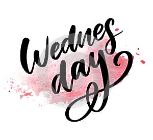 Wednesday words. Quote design. Hand drawn ink lettering. Sticker for social media content. Modern brush calligraphy. Can be used