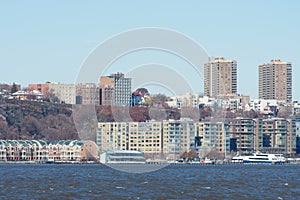 Weehawken New Jersey Skyline along the Hudson River with Homes and Buildings photo