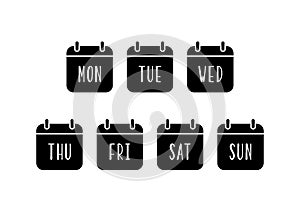 Week calendar flat icon on white background