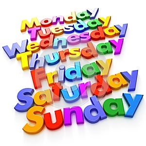 Week day in letter magnets