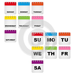 Week days calendar icons