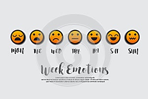 Week emotions vector illustration.