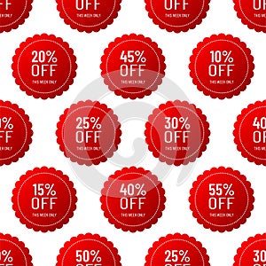 This week only offer. Round red vector shape circle stickers for best arrival shop product tags, badge, labels or sale sign