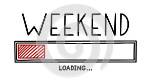 Weekend loading bar. Infographics design element with status of week completion. Hand drawn vector illustration
