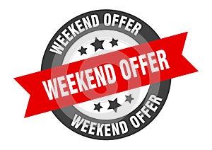 weekend offer sign. round ribbon sticker. isolated tag