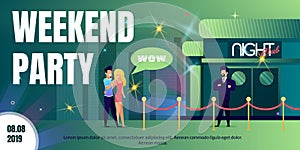 Weekend Party in Nightclub Flat Vector Ad Poster