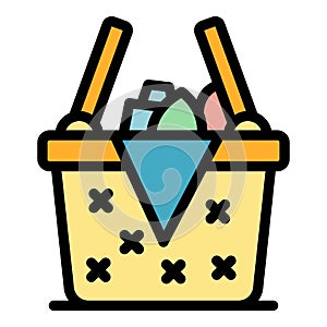 Weekend picnic basket icon vector flat