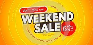 Weekend Sale Banner for Digital Social Media Marketing Advertising. New Offer and Shopping Discount