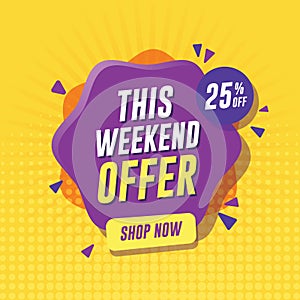 Weekend sale banner with yellow background