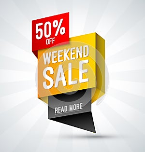 Weekend sale, special offer banner. Discount template. Shopping vector background