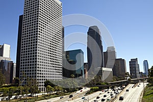 Weekend Traffic Through Downtown Los Angeles