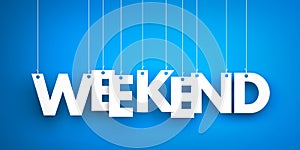 Weekend - white word on blue background
