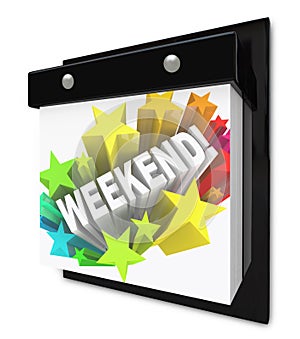 Weekend Word on Wall Calendar Fun Plans Time Off