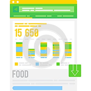 Weekly calorie intake count mobile app icon vector