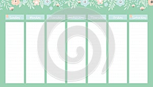 Weekly floral green planner