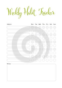 Weekly habit tracker template