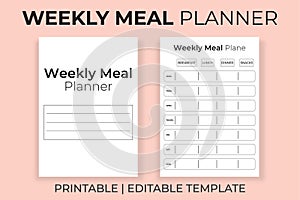 Weekly Meal Planner Printable Template