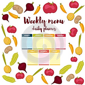 Weekly menu daily planner