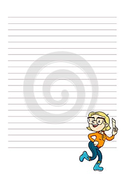 Daily, weekly, monthly planner blank. Page for notes with cute cartoon character. Vector printable organizer template