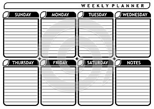 Weekly planner blank Schedule routine