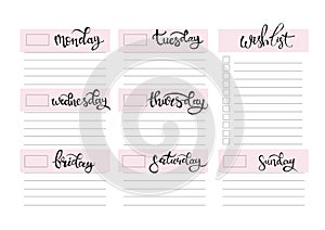 Weekly planner blank template