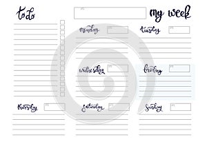 Weekly planner blank template