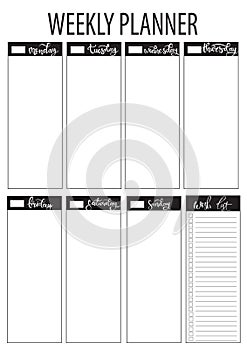 Weekly planner blank template