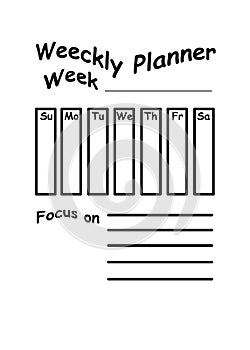 Weekly planner, blank template. Vector digital planner illustration design new