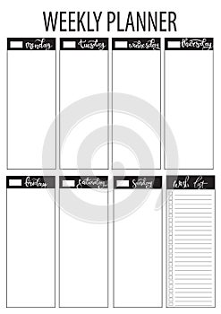 Weekly planner blank template photo