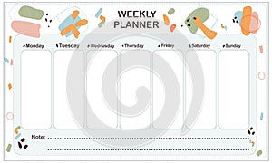 Weekly planner with cute abstract shapes