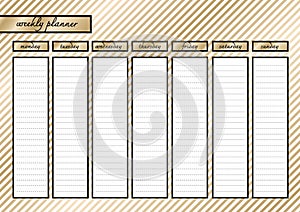Weekly planner metallic gold