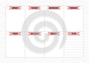Weekly planner page with place for notes.