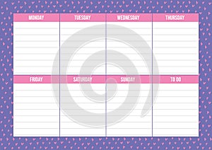Weekly planner with place for notes.