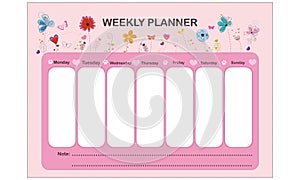 Weekly planner with spring flowers vector