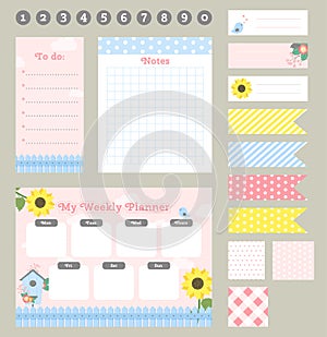 Weekly planner template. Organizer and schedule with notes and to do list.