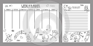 Weekly planner and to do list with cute cats and kittens