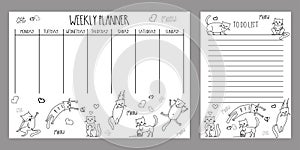 Weekly planner and to do list with cute cats and kittens photo