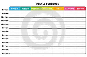 Weekly schedule