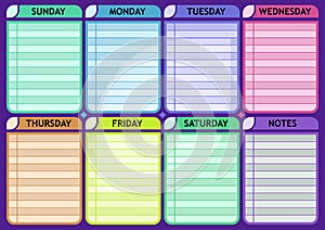 Weekly schedule blank Routine planner