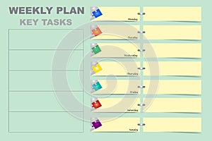 Weekly schedule with a chart for key tasks vector