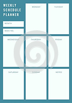 Weekly Schedule Planner. Blue colour.