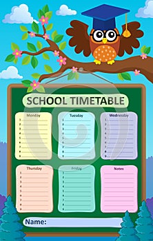 Weekly school timetable subject 5