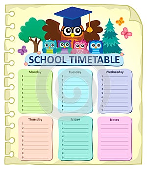 Weekly school timetable subject 7