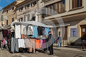 Weekly street market in the town of Santanyi