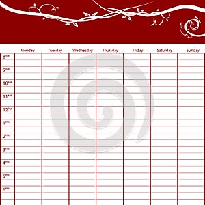 Weekly Time Management Task Chart