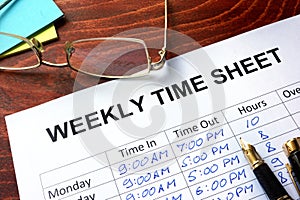 Weekly time sheet