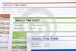 Weekly time sheet forms for payroll