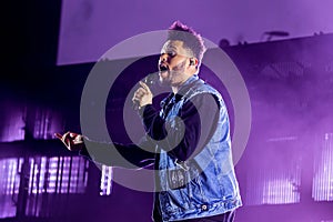 The Weeknd Rhythm and blues music band perform in concert at FIB Festival