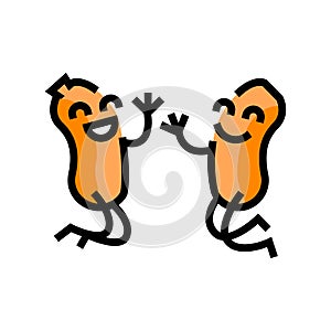 weenie meat character color icon vector illustration